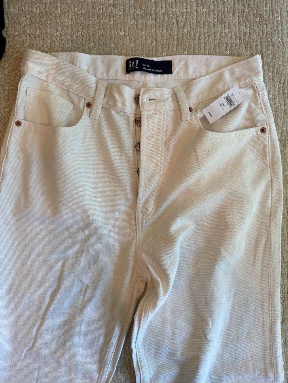 GAP Off-White High-Rise Relaxed Straight Jeans